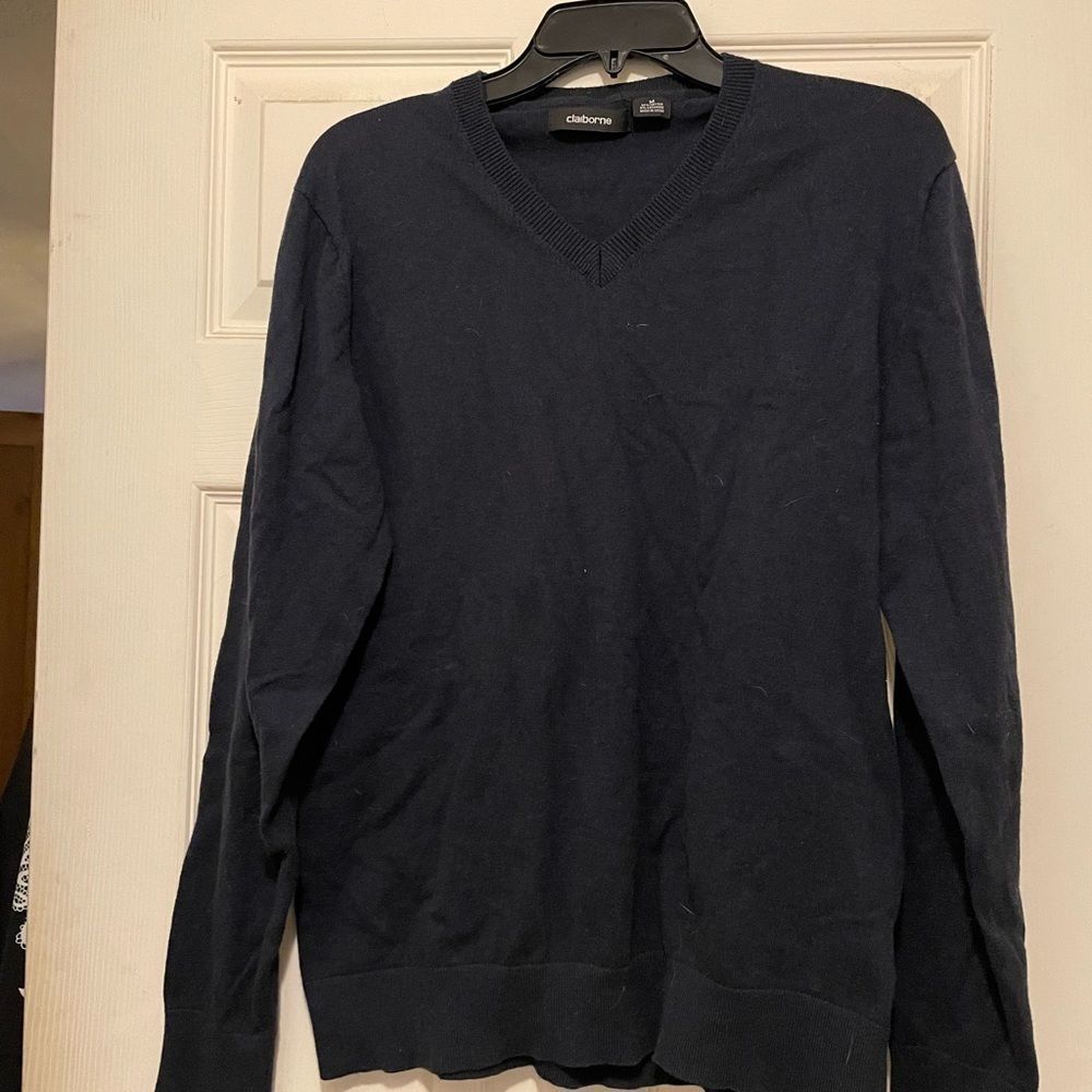 Claiborne navy blue v neck sweater